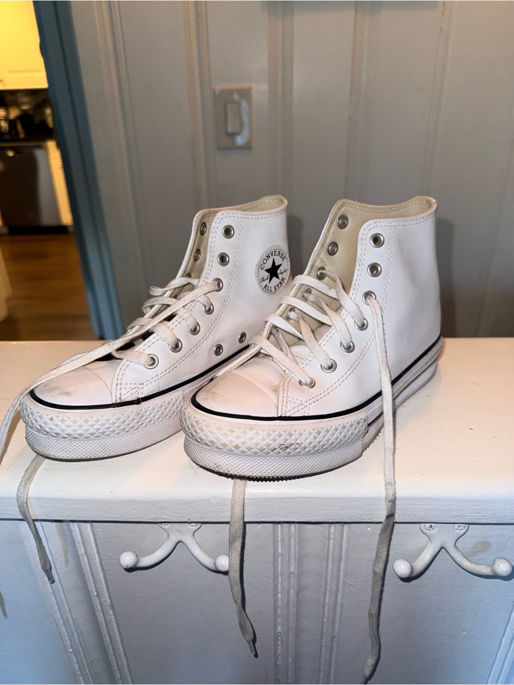 Converse White High-Top Sneakers with Black Trim